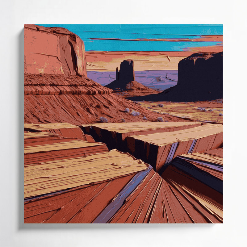 «Southwestern Patterns Mesa Lines 217», art mural sur toile brune, H 12 po x l 12 po