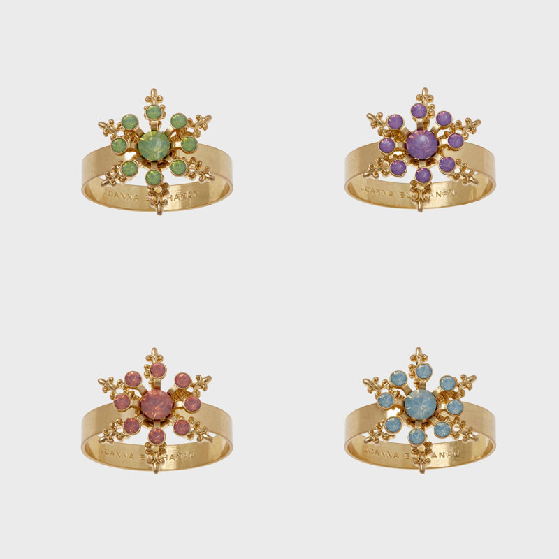 Classic snowflake skinny napkin rings, pastel
