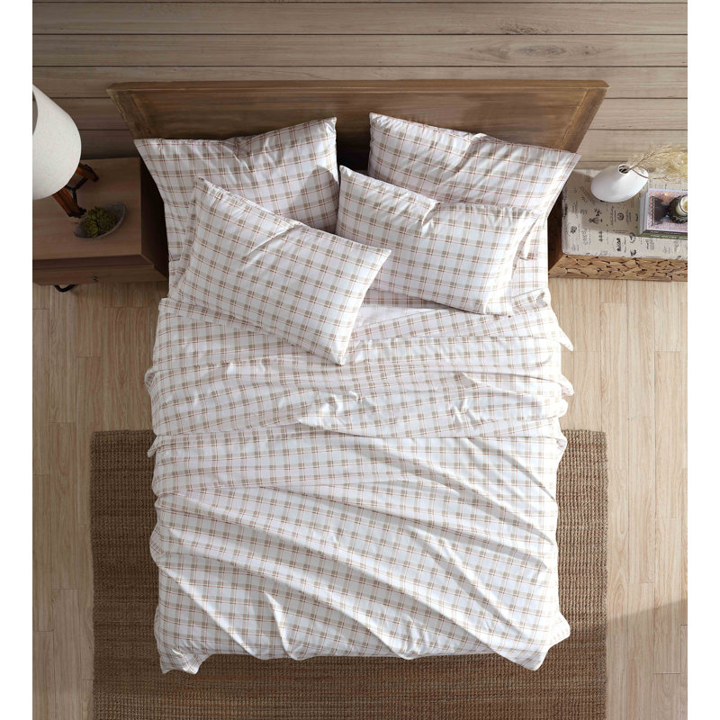 Coleman Printed Microfiber Sheet Set With Bonus Pi Microfiber Guest Room Sheet Set Case Pack, White Plaid