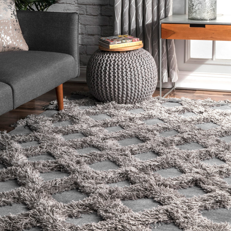 Tapis gris à motif géométrique Fresquez