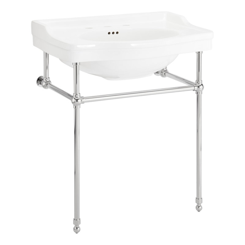 30" Cierra 31" Tall Vitreous China Rectangular Console Bathroom Sink with Overflow, Chrome