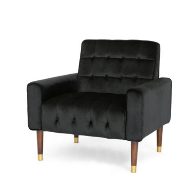 Christopher Knight Home Comfortable And Stylish Arm Chair With Tufted Back, Available In Black + Velvet And Beige + Boucle, Perfect For Living Rooms, Bedrooms, And Study Spaces