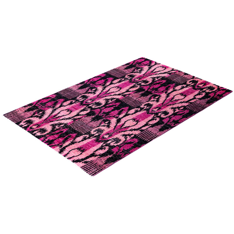 Overdyed Hand-Knotted Wool Modern-Contemporary Pink Area Rug 4' 1" x 6' 3"