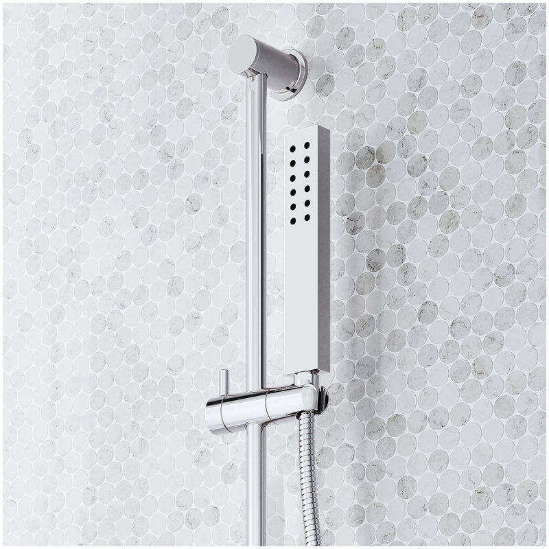 Sefina Thermostatic Shower System with Slide Bar and Hand Shower - Chrome, Chrome