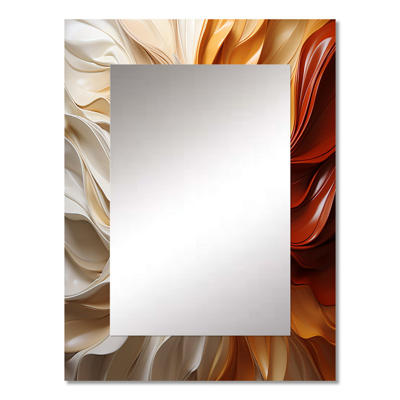 Sunlit Spiral - Abstract Spirals Mirror, Beige Decorative Wall Mirror, Printed Metal Art, 32" x 24"