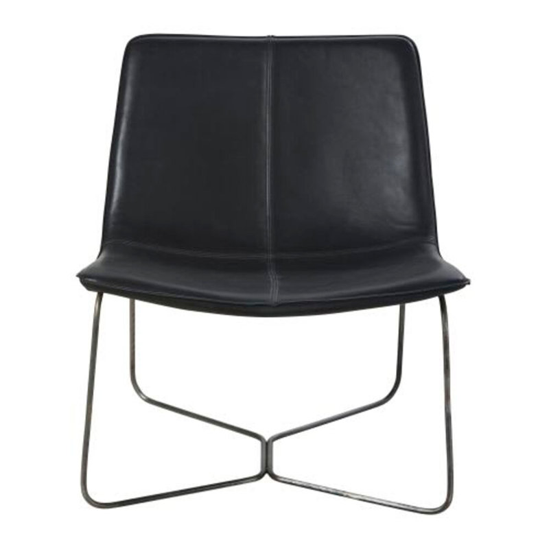 Henghold Faux Leather Accent Chair, Black Faux Leather