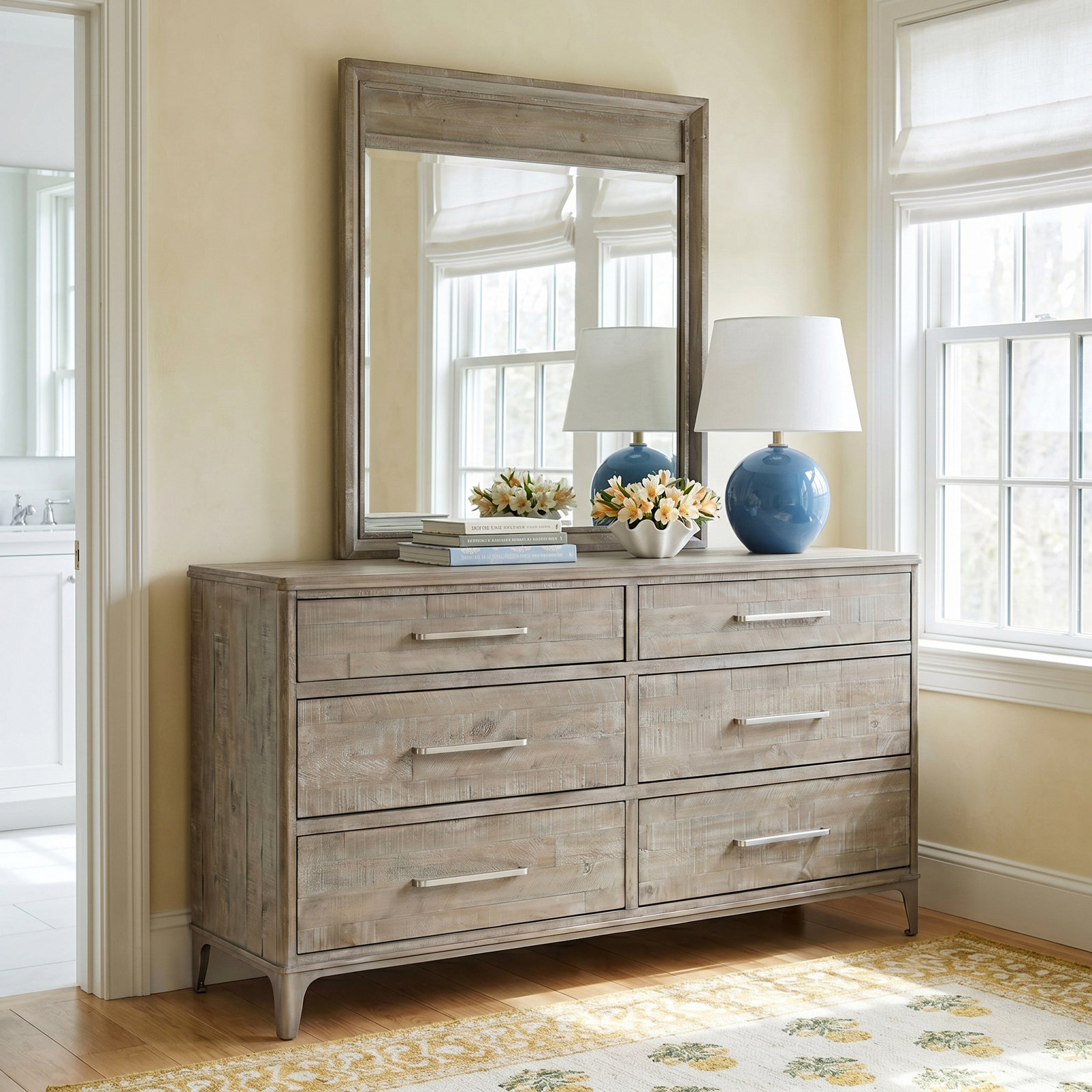 Mauve Solid Wood 6-Drawer Double Dresser, Hazelwood