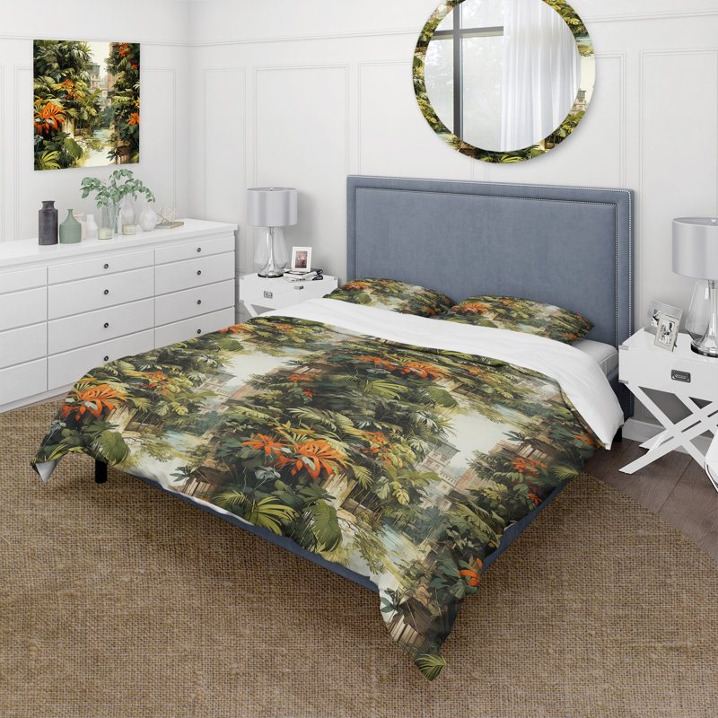 Literie Urban Jungle Mirage, Housse de couette pour très grand lit et 2 très