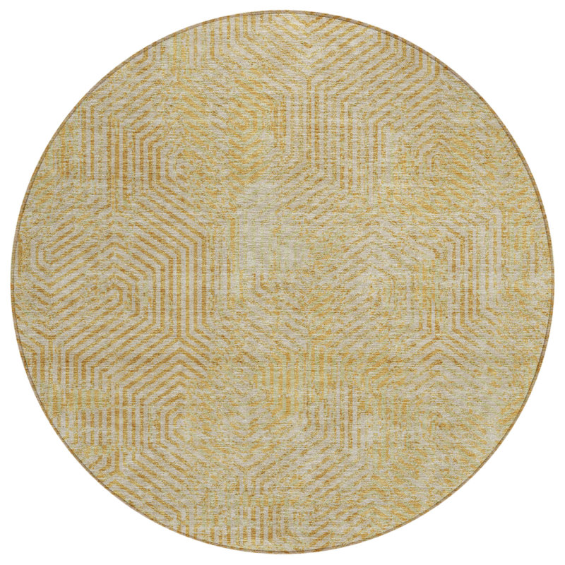 Maliana Washable Geometric Indoor / Outdoor Rug, Round 8'