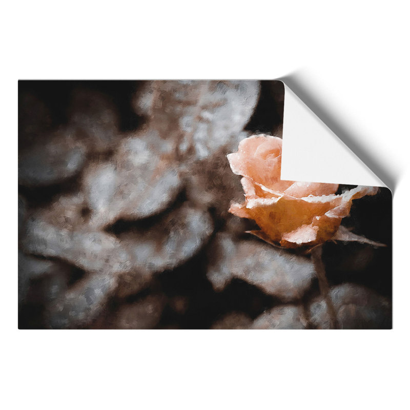 Pink Rose Flower Painting - Frameless Print, 42cm H x 59cm W x 0.1cm D