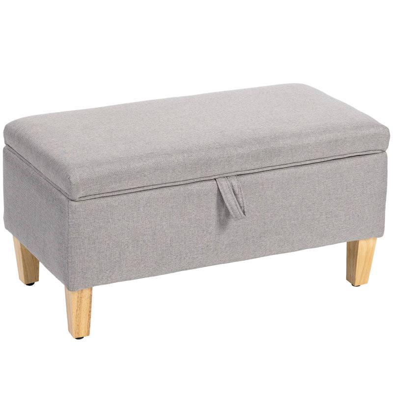Angella Rectangle Storage Ottoman, Grey, 36cm H x 71cm W x 37cm D