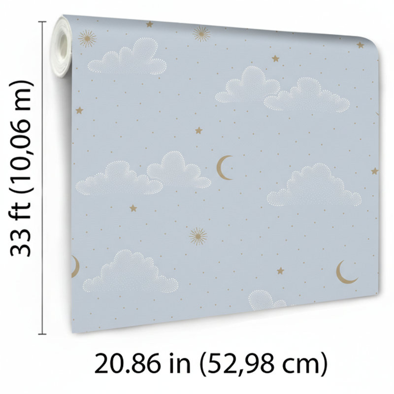 Papier peint Moonlit Mist, Bleu
