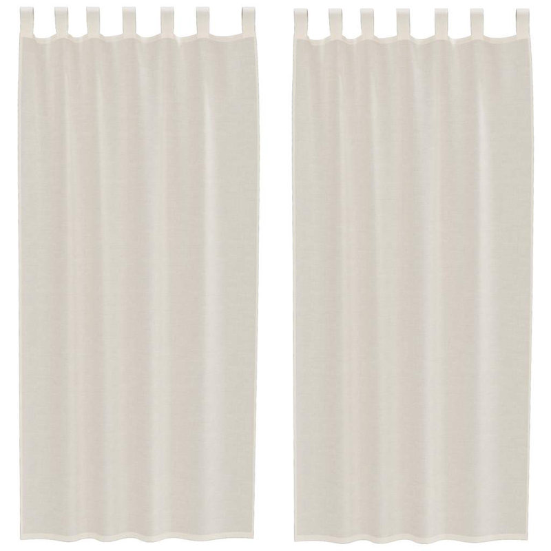 Voile Curtains With Tab Top 2 Pcs, 140cm Width x 245cm Drop, Cream