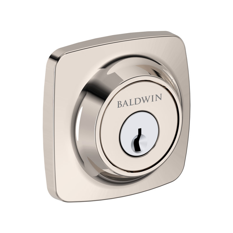 Soft Square Deadbolt Patio Deadbolt in Lifetime (PVD) Polished Brass, Lifetime (PVD) Polished Nickel