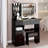 37" Middle Size Left Drawer Desktop Vanity Table + Cushioned Stool, Large Sliding, Touch Control, Tri-Color Switching, Brightness Adjust LED Mirror, High Capacity Storage, Suitable For Large Space-1154171922