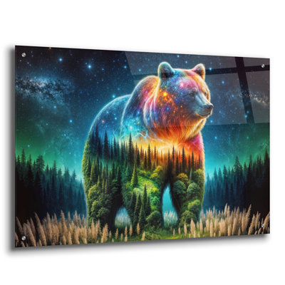  «Vibrant Bear 3» par Rey Klimt, art mural en verre acrylique, 36 po x 24 po