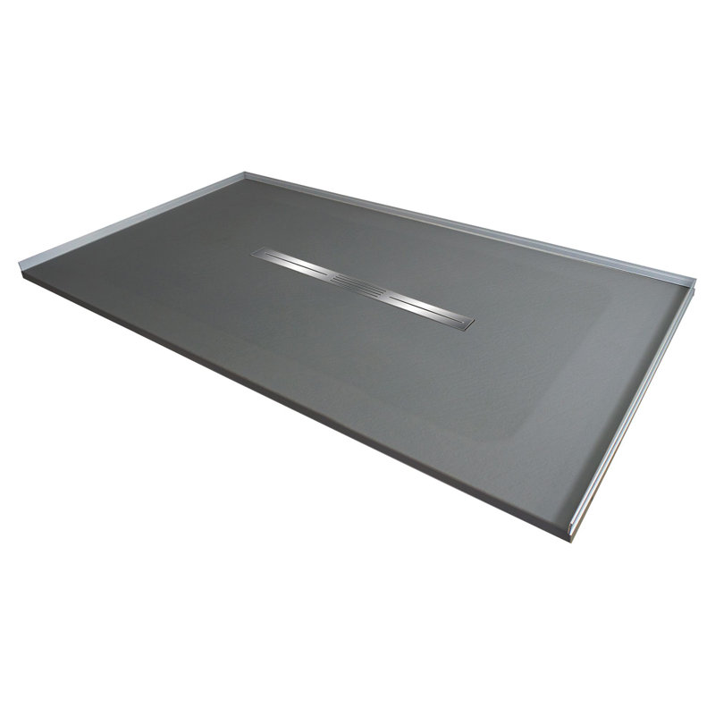 Base de douche avec seuil central 60 po x 32 po Transolor Trimslate, Gris foncé
