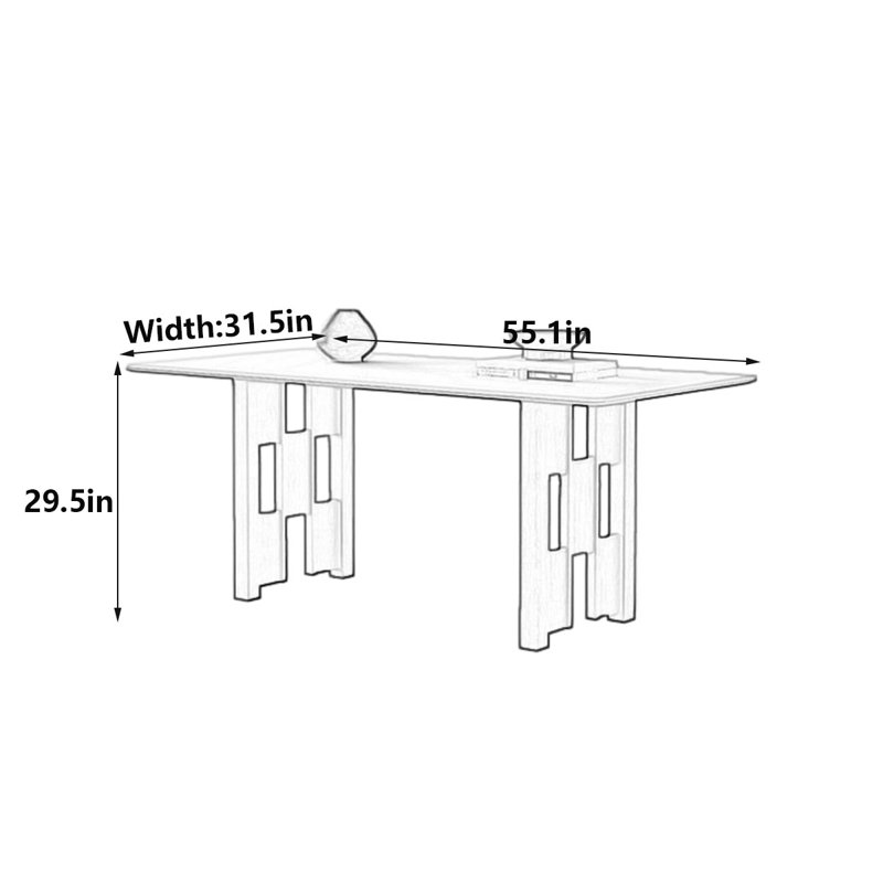 Table de salle à manger Mid-Century, 29.5"H x 55.1"L x 31.5"W