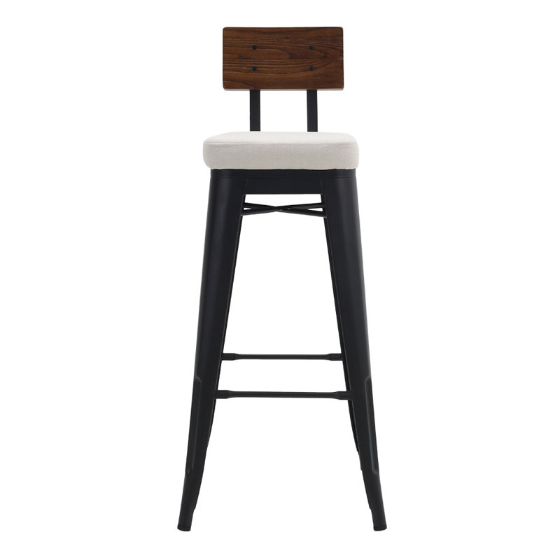 Ahmauri Upholstered Counter Stool with Metal Frame, Beige