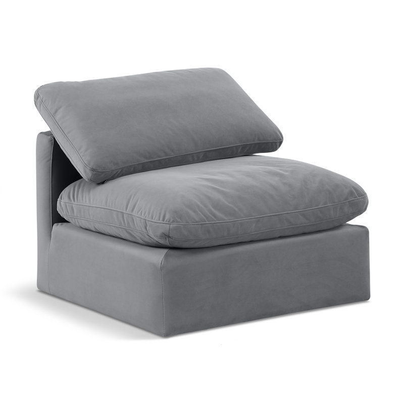 Fauteuil modulaire rembourré Musheerah Indulge, Velours gris