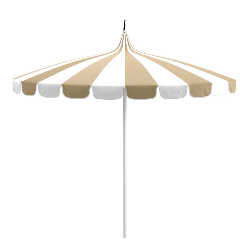 Parasol de marché rayé Tayeko, Toile Sunbrella® beige antique