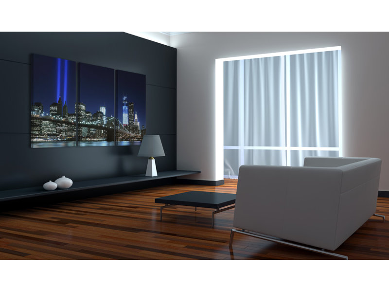 Blue Lights in New York 3 Piece Wall Art Set on Canvas, 80cm H x 120cm W