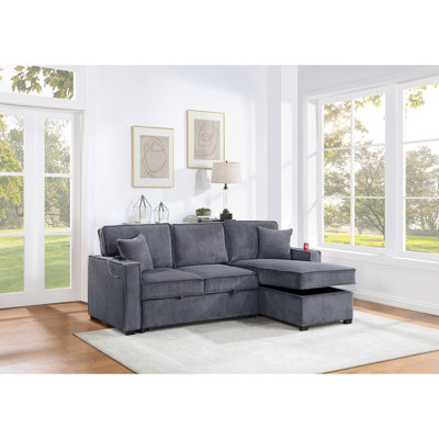 Ensemble de canapé convertible modulaire convertible en velours côtelé gris foncé
