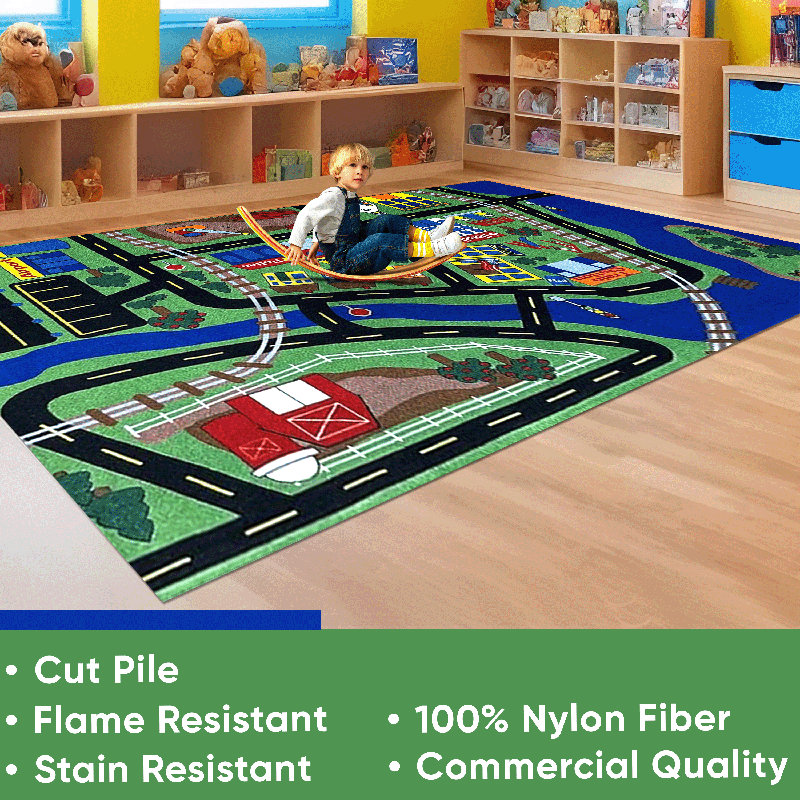 Tapis de jeu Total Transportation, Rectangle 7 pi 6 po x 12 pi