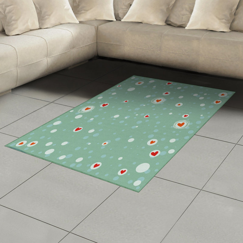 Aqua High Density Long Fiber Poly Threads Decorative Area Rug Carpet, Rectangle 4' x 5'8"