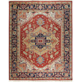 Coral Hand-Knotted Wool Bold Abstract Lines Geometric Modern Contemporary Carpet Rug