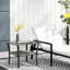 Table d'appoint en rotin, table de bout d'extérieur avec tablette de rangement, table basse avec plateau en verre trempé-387269261