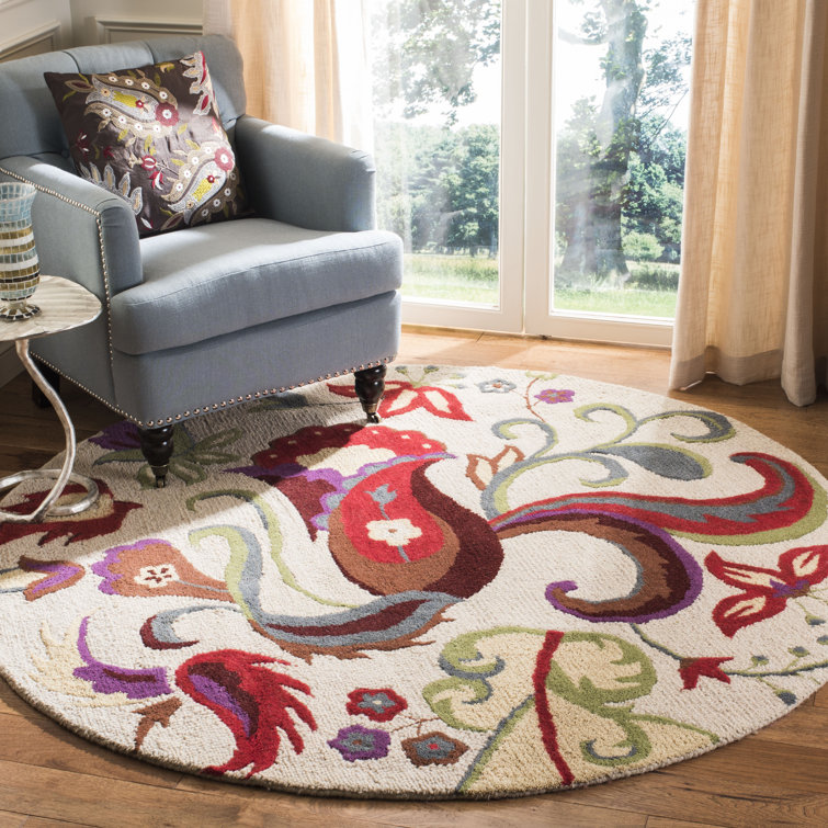 Emrick Hand Hooked Wool Floral Rug