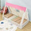 Lit sur pied Montessori House avec tente, lumières et garde-corps pleine longueur-606116599-606116593