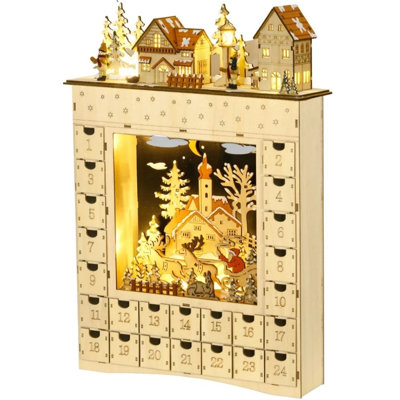 Christmas Advent Calendar,Countdown To Christmas Table Decoration With Lights, Battery Operated