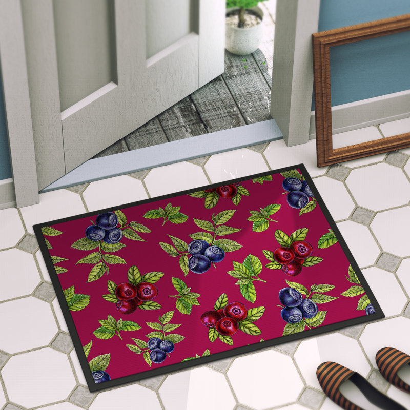 Tapis d'extérieur antidérapant Berries, Bourgogne, L 36 po x L 24 po
