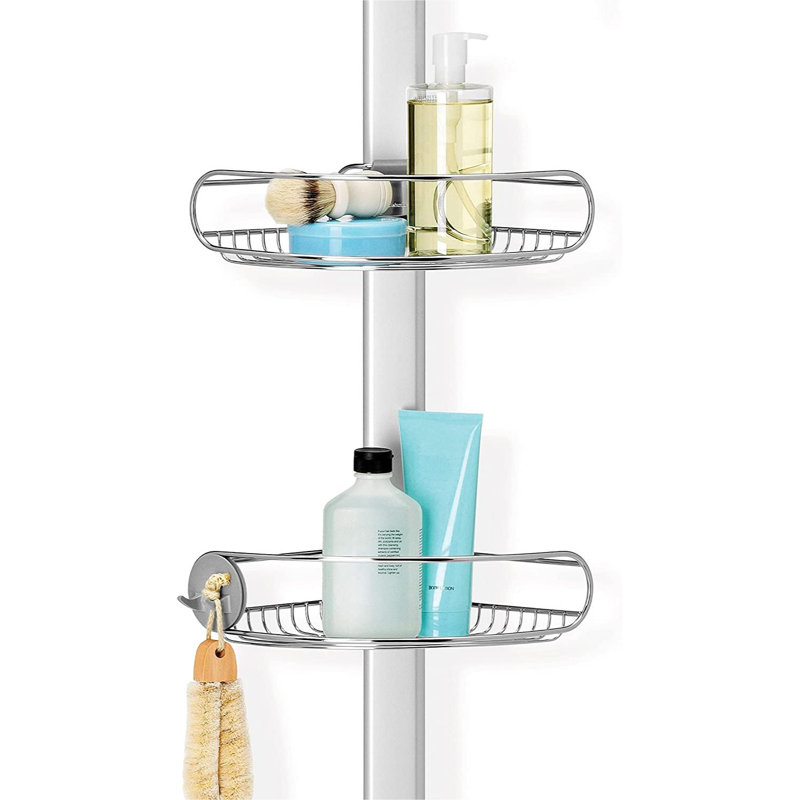 Stainless Steel Adjustable Tension Pole Shower Caddy