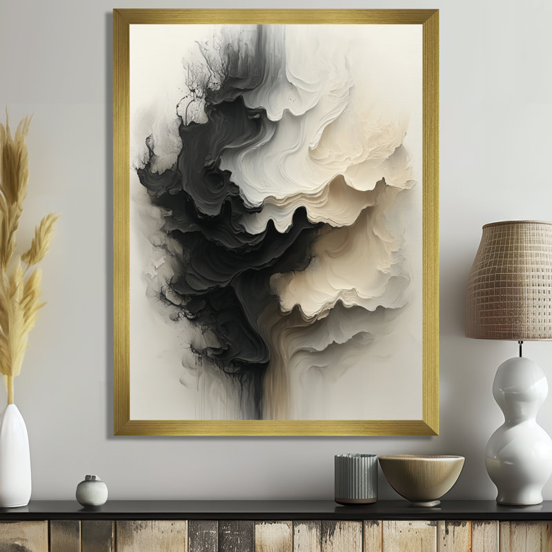 Oldsmar - Abstract Wall Decor, 40" H x 30" W, Framed Print without Mat, Gold