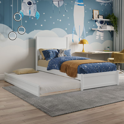  Ronan Wood Platform Bed with Footboard and Trundle