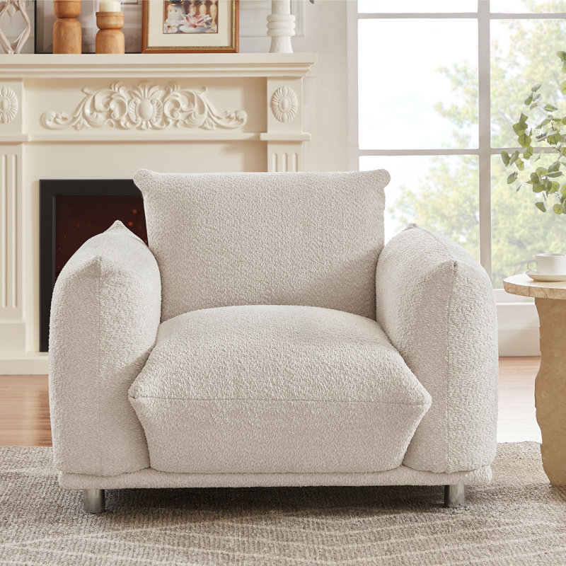 Tranay Accent Chair, Upholstered Single Chair for Home Bedroom Office, Brown Fabric