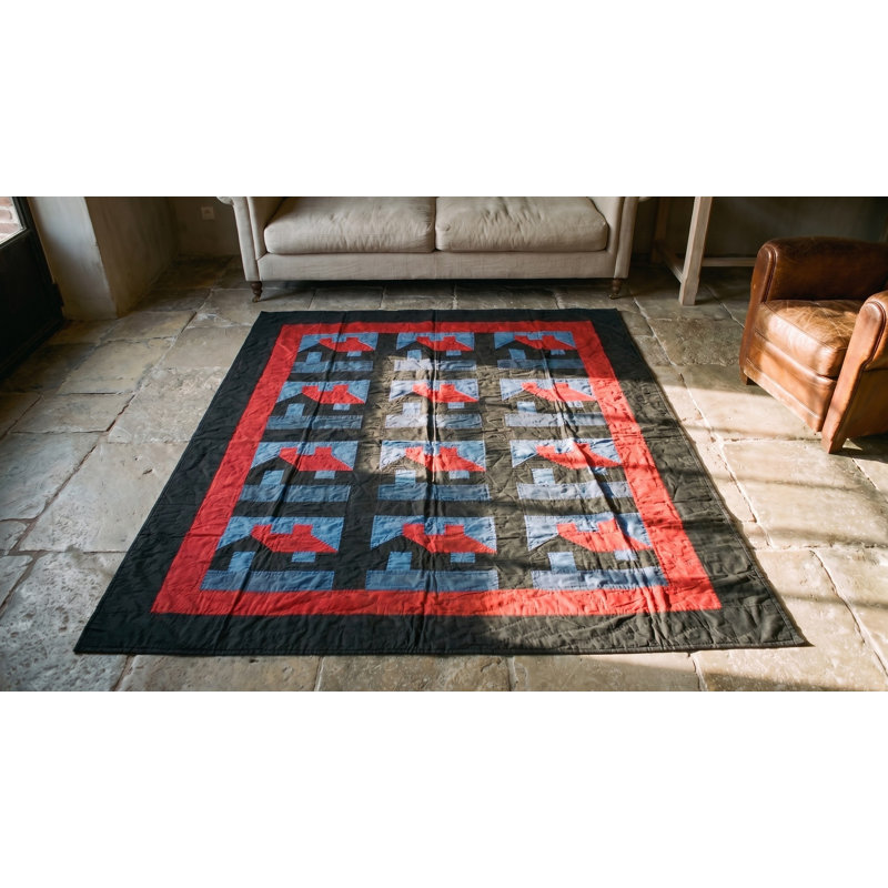 Antique Quilt America Blue 1920s Rug