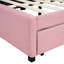 Lit de jour avec revêtement en lin (rose), 2 tiroirs de rangement, aucun sommier tapissier, 2 robustes et polyvalentes en tissu rose, sommier nécessaire, base de lit fiable-1425933429