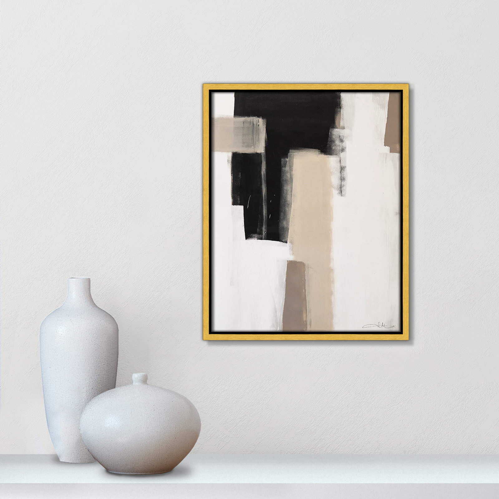Calvin "Earth Scapes I" Print, No Mat, 15.5" H x 12.5" W x 2" D, Gold Floater Framed