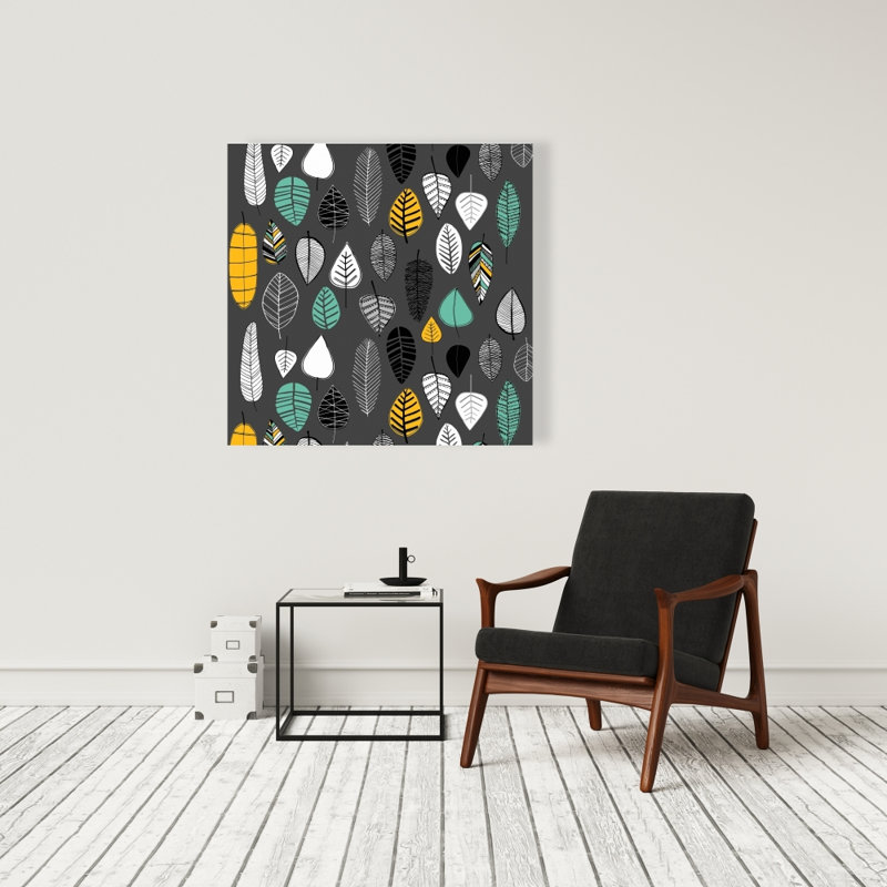 Illustration de feuilles - Toile florale turquoise