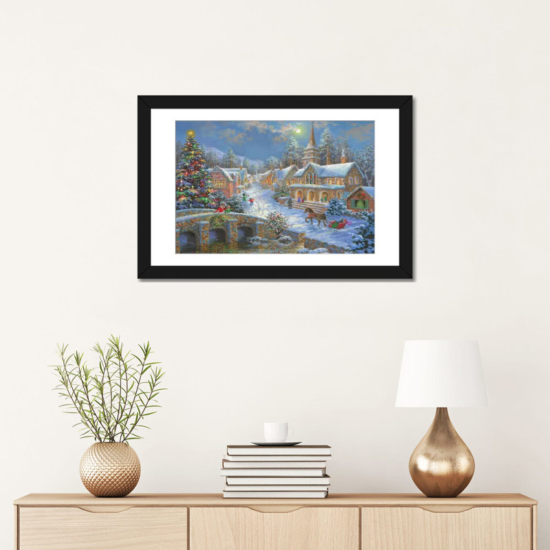«Heaven on Earth II», reproduction d'art sur toile, H 24 po x l 32 po x P 1 po, Papier beaux-arts encadré noir, Blanc