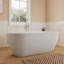 Baignoire îlot Fslefay 63'' en terrazzo, résine de pierre mouchetée, baignoire profonde avec trop-plein et bonde escamotable.-121412807