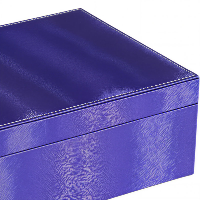 Boîte à bijoux 9,8 "en cuir bleu avec miroir