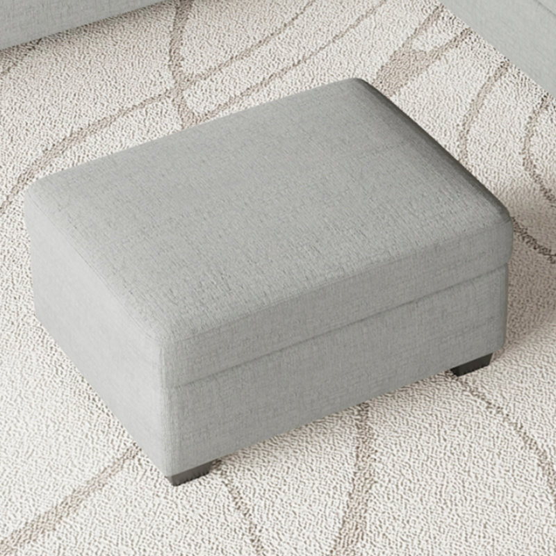 Minimalist Chenille Soft-Upholstered Square Storage Ottoman, Gray