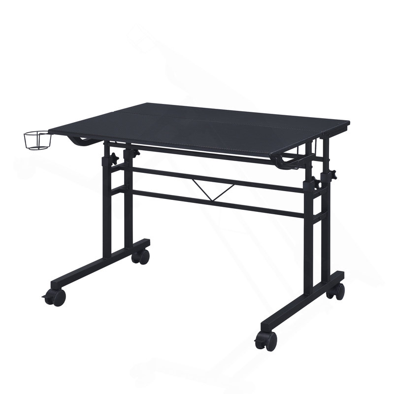 Bureau d'écriture à roulettes avec hauteur réglable et tablette mobile, noir, Noir