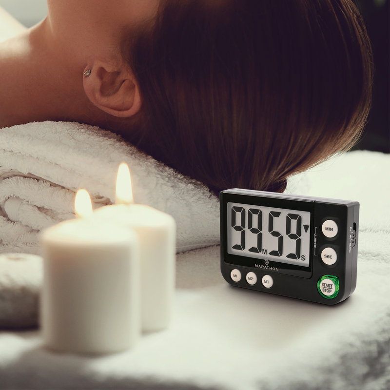 Large Display Countdown / Up Timer with Blinking Alarm and Adjustable Sound, Black