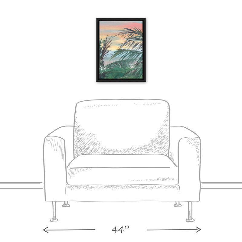 Coucher de soleil hawaïen sur toile, H 17,75 po x l 13,75 po x P 1,75 po, Cadre flottant